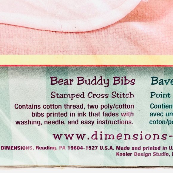 Vintage Dimensions Baby Hug Stamped Bib Kit Set of Two - New/Sealed (2002) - Picture 6 of 11